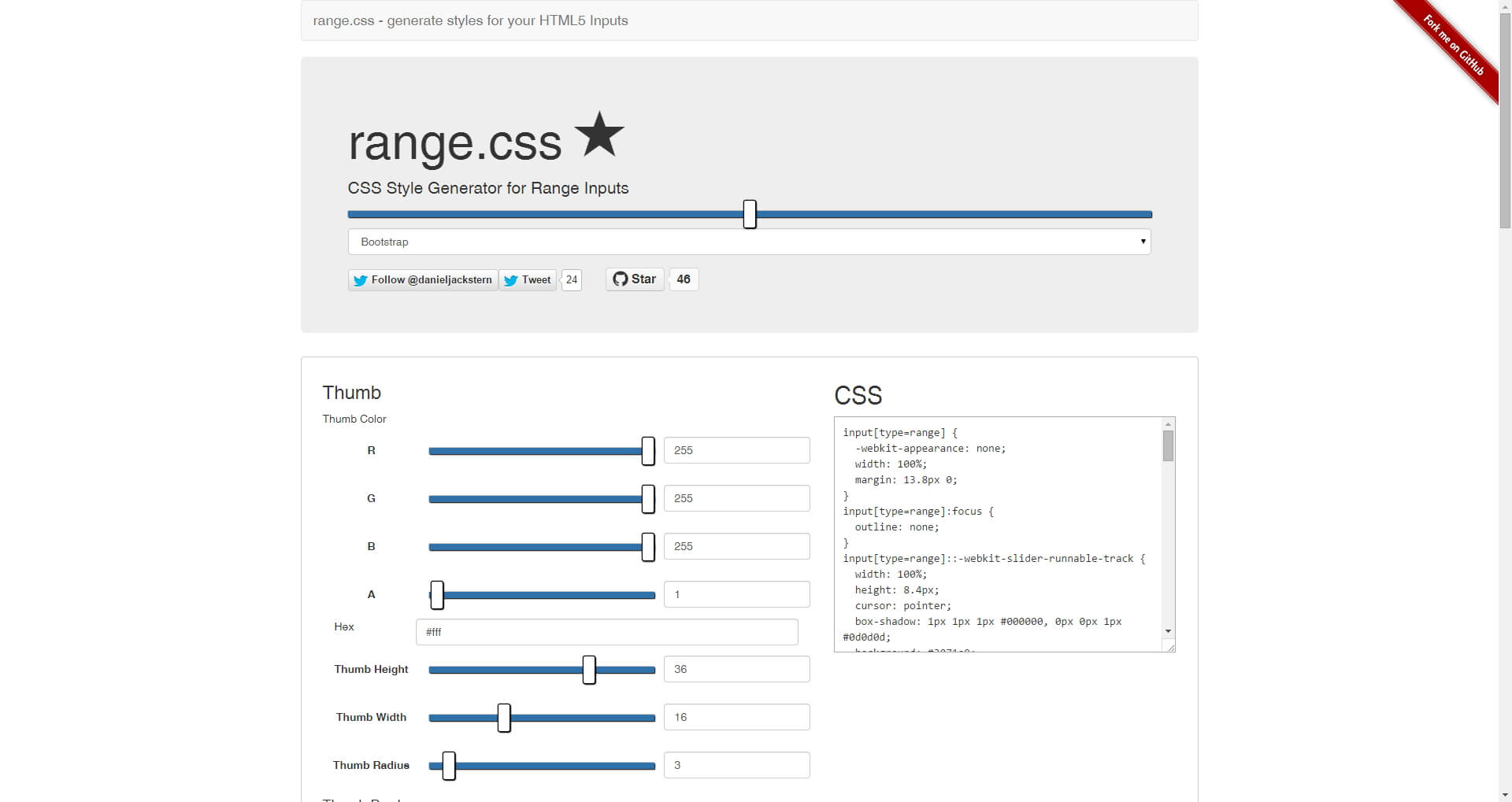 range.css – 產生HTML5的range input